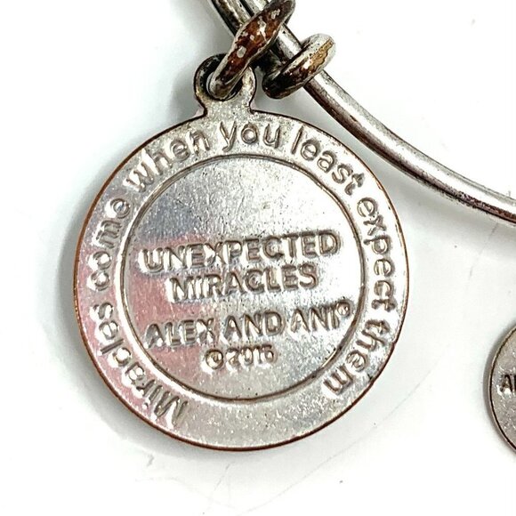 Alex and Ani Unexpected Miracles Charm Bracelet Silver Finish - Expands 2" - Picture 3 of 3